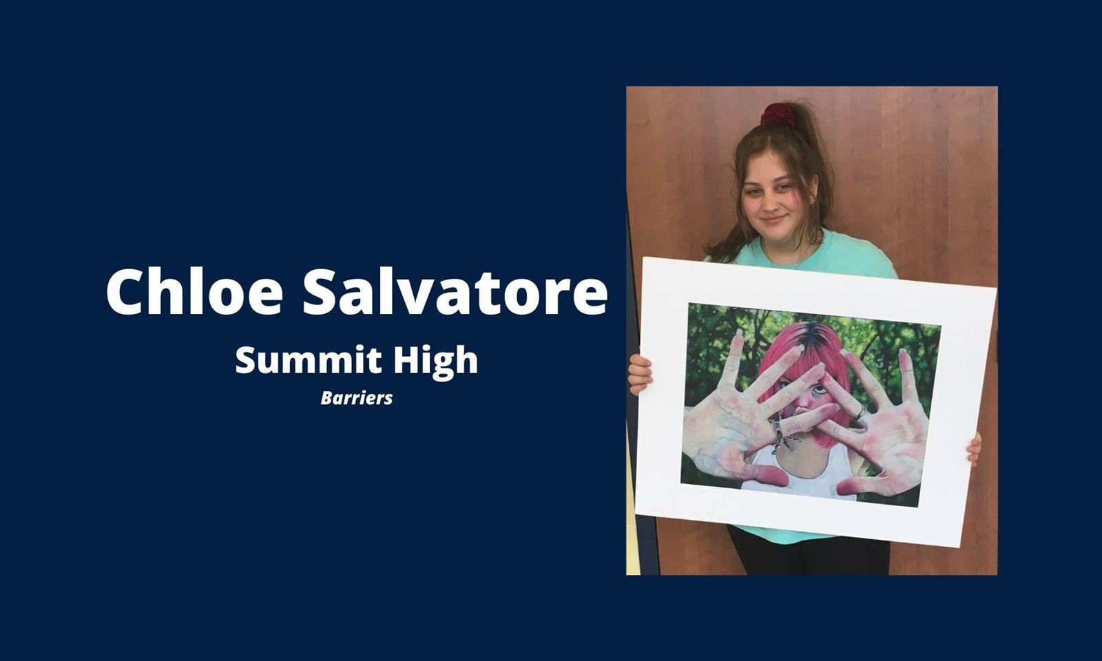 Chloe Salvatore holding her art 